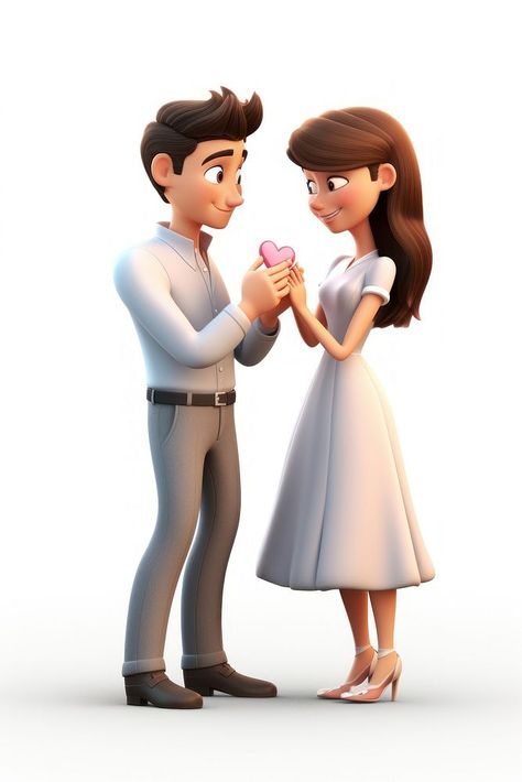 Cartoon adult white background togetherness. AI generated Image by rawpixel. | premium image by rawpixel.com Couple Proposal, 3d Couple, Propose Day, 3d Illustration, White Background, Collage, Pins, White, Quick Saves