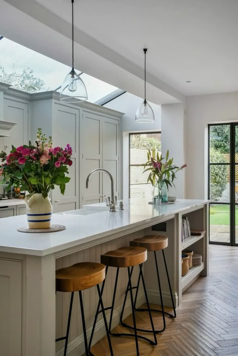 Renovation with Crittall in Balham | Bespoke Glazing Design Kitchen Extension Glass Roof, Door With Side Panels, London Townhouse Interior, Tavern Kitchen, 1930 House Renovation, Small Kitchen Diner, Kitchens Storage, Crittal Doors, Manchester House