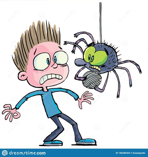 Someone Scared Drawing, Scared Illustration, Surprised Illustration, Spiders Drawing, Scared Cartoon, Fear Of Spiders, Spider Cartoon, Spider Clipart, 2023 Drawing