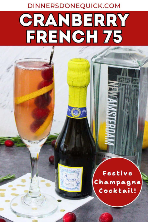 Shake up your holiday celebrations with this Cranberry French 75! A refreshing twist on the classic French 75, this cocktail combines gin, tart cranberry juice, and sparkling champagne for a festive, bubbly drink. Garnished with fresh cranberries and a lemon twist, it’s the perfect cocktail to serve for Thanksgiving, Christmas, or New Year's Eve. Celebrate the season with this vibrant, elegant cocktail! #CranberryFrench75 #HolidayCocktails #FestiveDrinks #ChampagneCocktail #ChristmasCocktails Champagne And Cranberry Juice, Christmas French 75 Cocktail, Christmas French 75, Cranberry French 75, French 75 Cocktail Holiday, Holiday French 75, French 76 Cocktail Recipe, Holiday Champagne Cocktails, Cranberry Champagne Cocktail