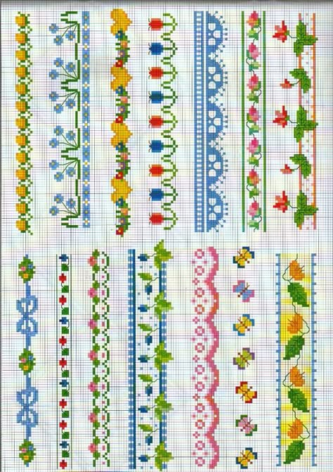 RANDAS Cross Stitch Lace Border, Cross Stitch Borders Corner, Cross Stitch Boarders, Cross Stitch Border Pattern, Pola Kristik, Cross Stitch Bookmarks, Pola Sulam, Cross Stitch Borders, Crochet Borders