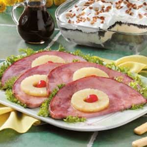 Ham with pineapples is the greatest combo. You just can't go wrong. Baked Ham Steak, Ham Steak Glaze, Baked Ham With Pineapple, Ham Steak Recipes, Ham Dishes, Ham Steak, Chicken Sauce Recipes, Ham Steaks, Glazed Ham