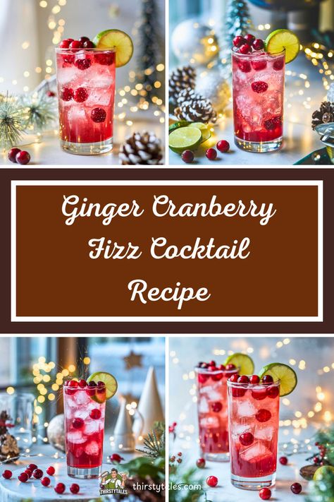 "Discover the refreshing Ginger Cranberry Fizz Cocktail Recipe, a perfect blend of zesty ginger and tart cranberry flavors. This delightful drink is ideal for festive gatherings or cozy nights in. Enjoy the vibrant mix of cranberry ginger cocktail and fizzy ginger ale, making it one of the best cranberry cocktails to serve. Whether you're sipping a vodka cranberry or a ginger ale cocktail, this recipe is sure to impress!" Cranberry Cocktails Thanksgiving, Cranberry Cocktails, Ginger Ale Cocktail, Cranberry Fizz, Vodka Cranberry, Unique Cocktail Recipes, Fizz Cocktail, Ginger Cocktails, Apple Cocktail