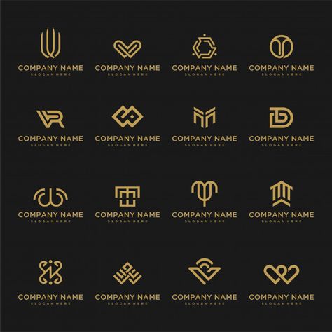 Set of logo template. unusual icons for ... | Premium Vector #Freepik #vector #logo #flower #business #vintage Lotus Flower Logo, Logo Flower, Initials Logo Design, Real Estate Logo Design, Flower Business, Simple Logo Design, Monogram Logo Design, Minimal Logo Design, Initials Logo