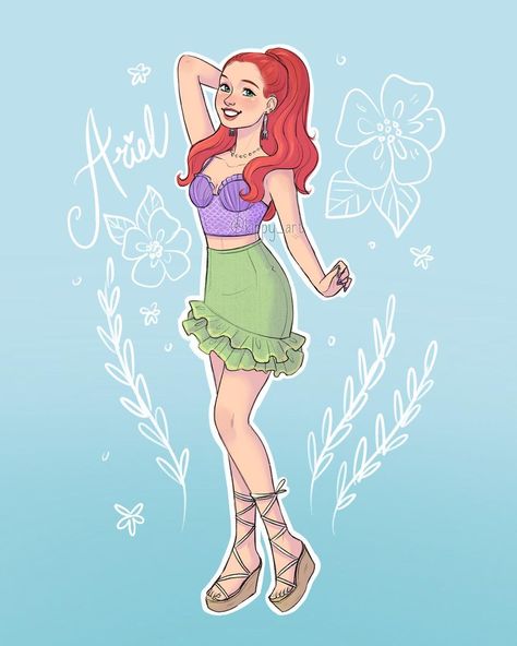 Kippy on Instagram: “Next in my modern Disney girls series is Ariel! 🧜🏼‍♀️ Shares and saves appreciated 💕 Can you guess which character/celebrity I was inspired by…” Modern Ariel, Disney Princess Challenge, Modern Disney Characters, Disney Princess Artwork, Disney Princess Modern, Disney Princess Fashion, Twisted Disney, Disney Princess Dresses, Disney Ariel