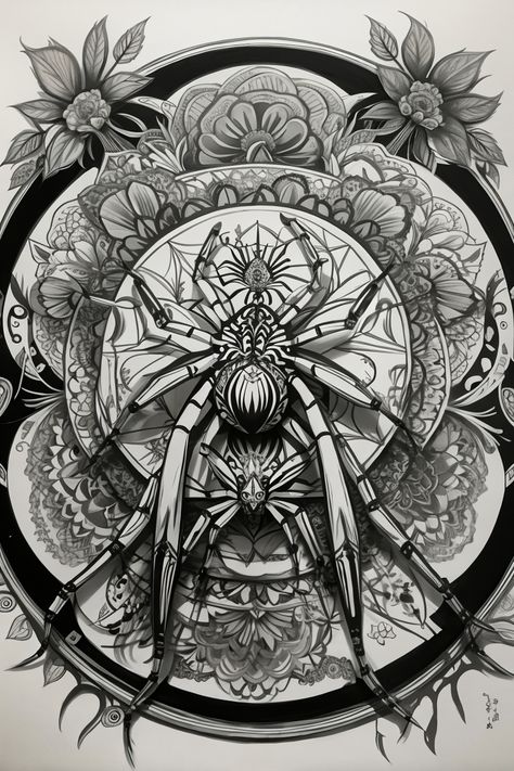 This spider mandala art is a tapestry of life. The intricate web of lines and shapes represents the different threads that make up our lives, and the spider itself is a symbol of the weaver who weaves it all together. Spider Mandala, Alchemical Art, Random Tattoos, Skull Ideas, Lines And Shapes, Deer Skull, Mandala Tattoo Design, The Weaver, Deer Skulls