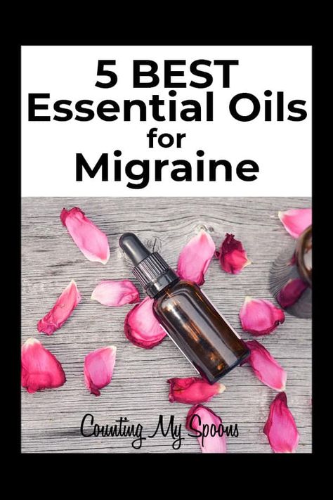 5 Best Essential Oils for Migraine (image of essential oils bottles on rose petals) - Counting My Spoons Oils For Migraines, Essential Oils For Migraines, Headache Relief Instant, Natural Headache, Essential Oils For Colds, Essential Oils For Headaches, Headache Prevention, Natural Headache Remedies, Health And Fitness Magazine