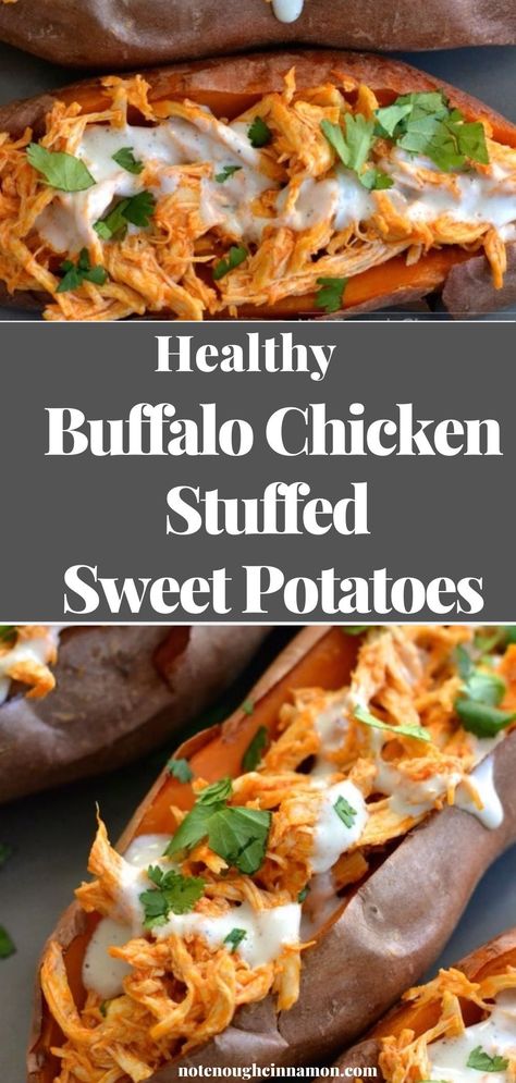 Chicken With Sweet Potatoes Recipes, Buffalo Chicken Sweet Potato Crock Pot, Buffalo Chicken Sweet Potato Casserole, Chicken Stuffed Sweet Potato Recipes, Buffalo Stuffed Sweet Potato, Buffalo Chicken Baked Potatoes, Buffalo Chicken Stuffed Potatoes, Buffalo Chicken Sweet Potato Bowl, Buffalo Chicken Baked Sweet Potato