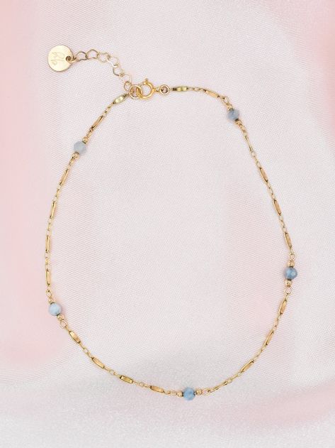 Something Blue Anklet Something Blue Bracelet, Adjustable Gold Amazonite Jewelry, Blue Dainty 14k Gold-filled Jewelry, Dainty Aquamarine Gold Jewelry, Dainty Blue 14k Gold-filled Jewelry, Dainty Blue Aquamarine Jewelry, Light Blue Adjustable Dainty Jewelry, Minimalist Gold Aquamarine Jewelry, Everyday 14k Gold Filled Blue Jewelry