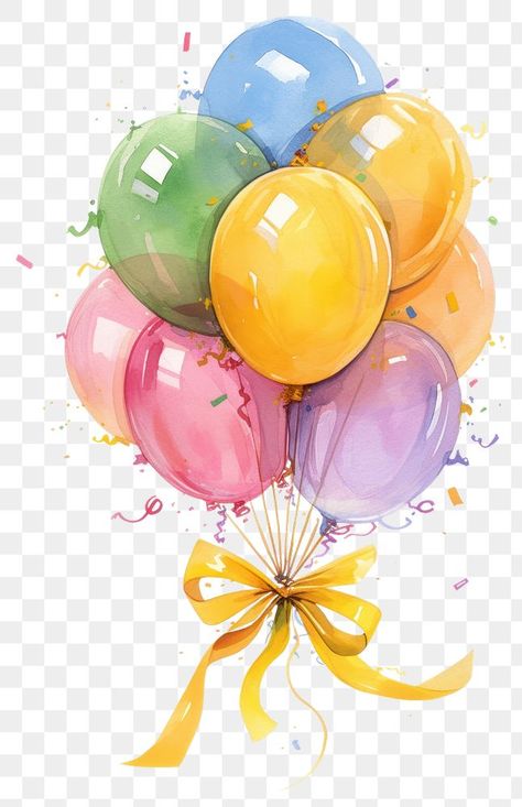 Happy Birthday Background Design, Aesthetic Pngs, Celebration Illustration, Happy Birthday Background, Balloons Happy Birthday, Birthday Background Design, Balloon Illustration, Png Elements, Colorful Balloons