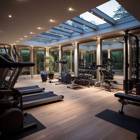 Catwalk Design Interior, Home Amenities Ideas, Vision Board Home Design, Luxury Home Gym Aesthetic, At Home Gym Inspiration, Gym Room In House, Amazing Home Gym, Gym In House Ideas, Aesthetic At Home Gym