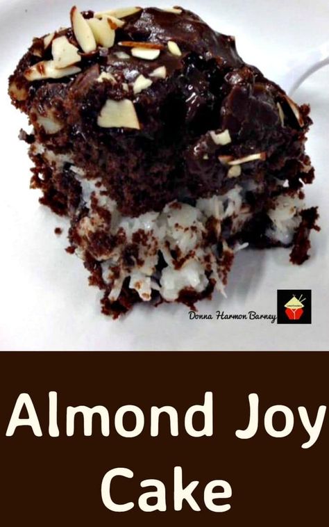 Gold Miner's Almond Joy Cake. A super moist, delicious and rich cake loved by all! Loaded with chocolate, marshmallows,coconut, almonds... this is a pretty amazing cake and perfect for parties too! Almond Joy Cake, Coconut Almonds, Rich Cake, Amazing Cake, Almond Joy, Chocolate Marshmallows, Oreo Dessert, A Piece Of Cake, S'mores