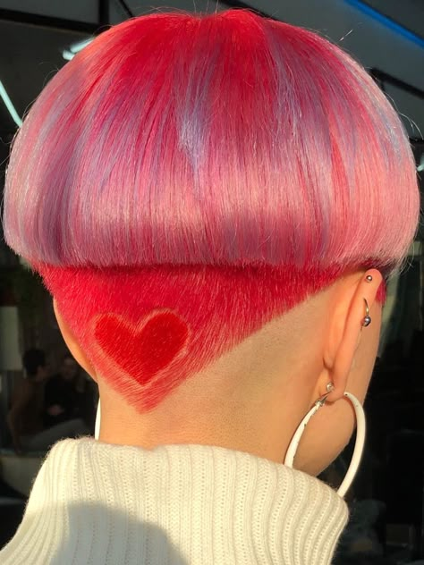 Colorful Short Hair Black Women, Undercut Colored Hair, Fun Hair Color Ideas, Color Hair Styles, Heart Shaped Hair, Shaved Hair Designs, Hair Patterns, Short Hair With Bangs, Hair Reference