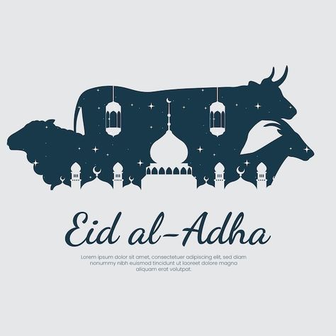 Eid al adha mubarak vector illustration | Premium Vector #Freepik #vector #eid #mubarak #eid-mubarak #eid-al-fitr Aidiladha Poster, Eid Al Adha Mubarak Design, Idul Adha Aesthetic, Eid Al Adha Creative Ads, Eid Adha Mubarak Design, Eid Al Adha Design, Aidil Adha, Aid Adha, Eid Mubarak Design