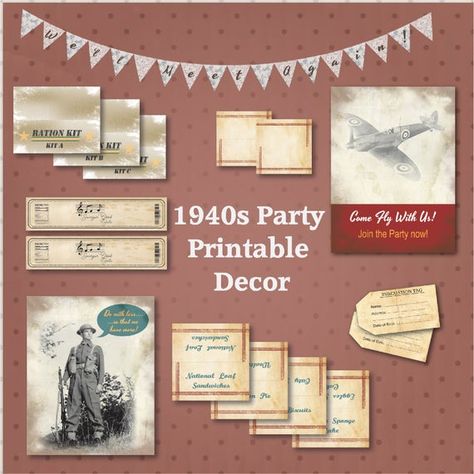 40s Themed Party, 1940s Theme Party, 40th Birthday Decoration Ideas, 1940s Party, 90th Birthday Decorations, Birthday Decoration Ideas, 40th Birthday Quotes, 75th Birthday Parties, Birthday Party Desserts