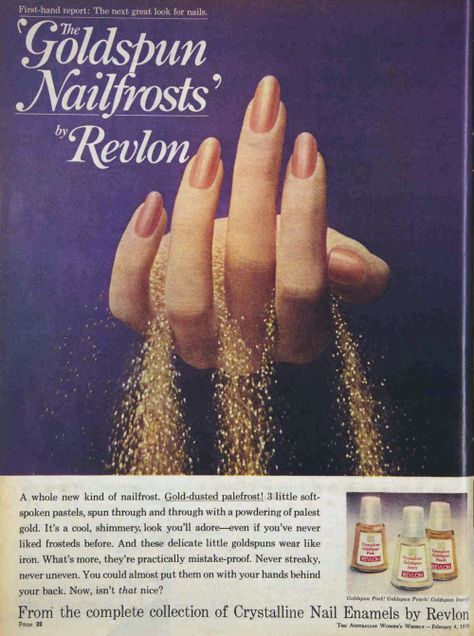 1970s Nails, 1990s Nails, 1960s Nails, 1950s Nails, 60s Nails, 90s Nails, Retro Makeup, Vintage Nails, Magazine Advertisement