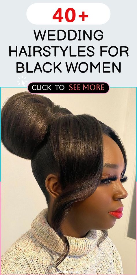 Discover a collection of sophisticated wedding hairstyles tailored for black women to enhance your bridal look. Whether you prefer sleek updos or voluminous curls, these hairstyles are ideal for highlighting your individual beauty and fashion sense on your big day. Let these gorgeous hairstyle suggestions motivate you to exude elegance and confidence as you make your way down the aisle. Elegant Updos For Long Hair Black Women, Minimalist Hairstyles For Black Women, Up Do Curly Hairstyles For Black Women, Updo Bridal Hair Black Women, Hairstyles For Wedding Guest Black Women, Wedding Hair Black Bride, Updo Hairstyles For Black Women Wedding, Bang Ponytail Hairstyles For Black Women, Braided Hairstyles For Bride