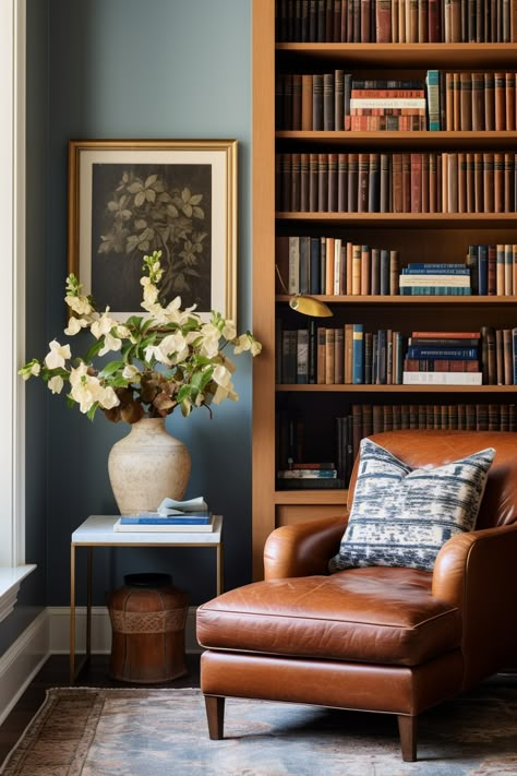 50+ Home Library Ideas for The Ultimate Book Lover's Sanctuary Home Office Academia, Home Library Ideas, Home Library Rooms, Library Living Room, Classic Library, Home Office Library, Cozy Places, Library Room, Home Library Design