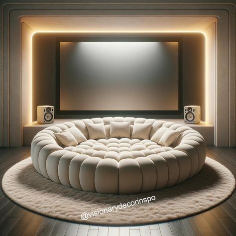 Couch Combinations, Giant Beds, Cloud Bedroom, Dog Chair, Theater Rooms, Cool Couches, Big Sofas, Bedroom Setup, Luxurious Bed