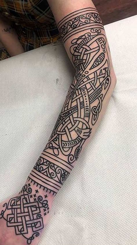 Pagan Tattoos, Family Sleeve Tattoo, Western Sleeve, Celtic Tattoo For Women, Norse Tattoos, Celtic Sleeve Tattoos, Pagan Tattoo, Scandinavian Tattoo, The Trend Spotter