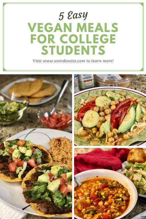 Vegan Student Meals, University Meals, Meals For College Students, Easy Vegetarian Meals, Student Meals, Easy Vegan Meals, College Recipes, Vegetarian Ideas, Easy College Meals