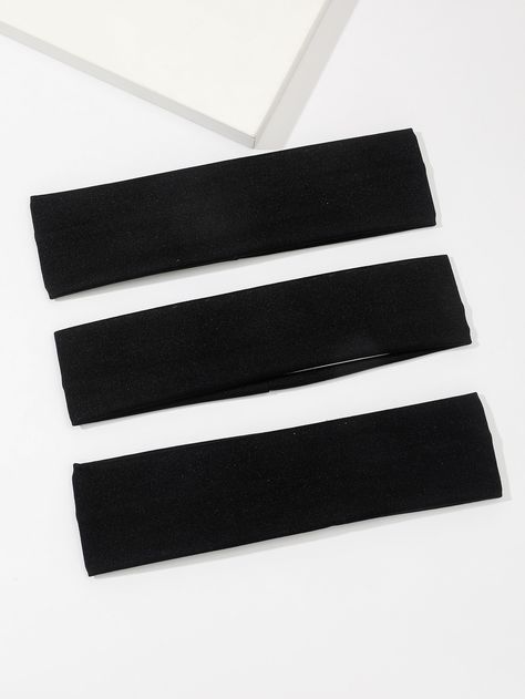 Black  Collar  Polyester   Embellished   Women Accessories Gym Hairstyles, Hair Band Accessories, Yoga Headband, Black Headband, Pure Black, Elastic Headbands, Hair Bands, Workout Accessories, Hair Accessories For Women