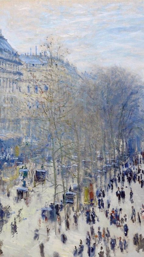 Monet Drawings, Winter Impressionism, Claude Monet Paintings Wallpaper, Monet Winter, Claude Monet Wallpaper, Boulevard Des Capucines, Impressionism Monet, French Oil Painting, Claude Monet Paintings