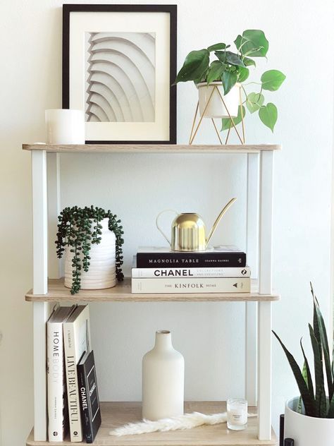 Pure Salt Interiors, Room For Tuesday, Kinfolk Home, 4 Tier Shelf, Shelf Decor Living Room, Magnolia Table, Bookshelf Styling, Amber Interiors, Apartment Style