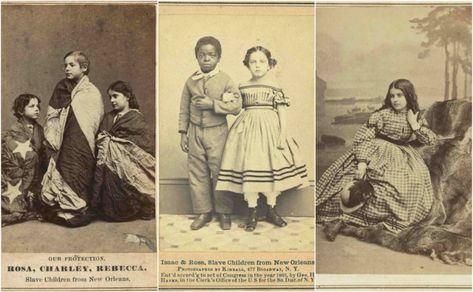 White Slave Propaganda: Images of light-skinned former slaves to elicit sympathy from northern wealthy donors in 1860s Vintage Children Photos, Coloured People, Union Army, Jim Crow, Historical Painting, History Class, Poses For Photos, Light Skin, Vintage Cat