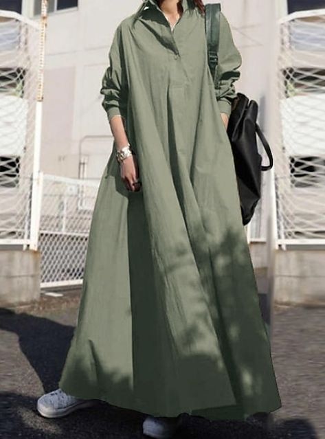 Loose Long Sleeve Dress, Habits Musulmans, Moroccan Kaftan, Loose Maxi Dress, Islamic Clothing, Vestidos Vintage, Loose Outfit, Long Sleeve Maxi, Women Long Dresses