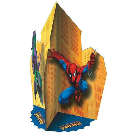 Spider Sense Spider-Man™ Centerpiece - OrientalTrading.com Spider Man Swinging, Spider Sense, Paper Centerpieces, Blue Costume, Blue Costumes, Spiderman Party, The Sandman, Superhero Birthday Party, Marvel Entertainment