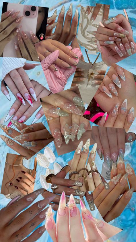 Just a bunch of nails ❤️ Collage Nails Art, Nail Artist Vision Board, Nail Technician Vision Board, Clutter Nails, Nail Collage, 2000s Nail Art Board, Nail Forms, Nail Paint, Cute Acrylic Nails