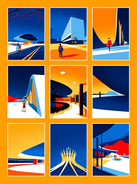 Utopia: Architectural Illustrations by Levente Szabó - Inspiration Grid | Design Inspiration Istoria Artei, Posca Art, Oscar Niemeyer, Architecture Illustration, Grid Design, Illustration Vector, Art And Illustration, Art Moderne, Flat Design