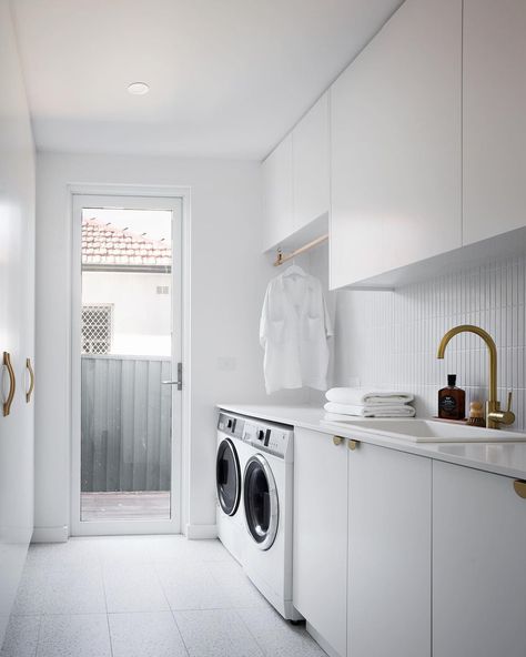 Laundry Bathroom Combo, White Laundry Room, Laundry Makeover, White Laundry Rooms, Bathroom Layouts, Laundry Room Flooring, Dream Laundry Room, White Laundry, Laundry Room Layouts