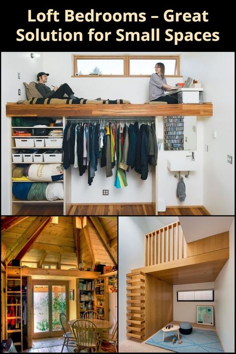 A loft bedroom won’t suit every need and certainly, not every home. But they are a great way to gain a lot of extra space at minimal cost. Here are some examples to get your mind into top gear… Could your home use a loft bedroom? Loft Bedroom Low Ceiling Tiny House, Small Condo With Loft Bed, Full Size Mattress Loft, Adult Loft Ouble Bed, Loft Bedrooms, Barn Loft Apartment Houseplans.com, Space Home Decor, Compact Home, Barn Loft