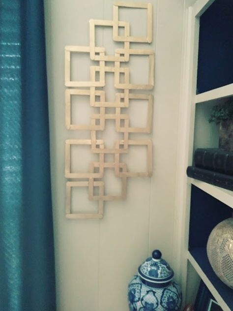 DIY Popsicle Wall Art Popsicle Stick Home Decor Diy, Diy 3d Art Wall, Popsicle Stick Wall Decor Diy, Diy Sculptural Wall Art, Popsicle Wall Decor, Diy Popsicle Stick Crafts Wall Art, Home Decor Ideas Diy Crafts Wall Art, Popsicle Stick Crafts For Adults Decor, Diy Popsicle Stick Crafts Decor