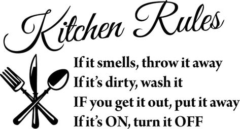 Wc Sign, Rules Quotes, Kitchen Vinyl, Kitchen Rules, Kitchen Wall Stickers, Art Quotes Inspirational, Removable Wall Stickers, Wall Stickers Home Decor, Wall Stickers Home