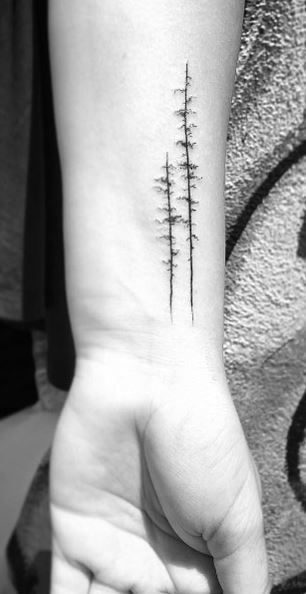 << Check out more Tree Tattoos and Ideas #tattoomenow #tattooideas #tattoodesigns #tattoos #tree Tree Tattoo Finger, Tiny Tree Tattoo, Pine Tattoo, Tiny Trees, Tato Minimal, Tiny Tree, Tree Tattoos, Forest Watercolor, Forest Tattoos