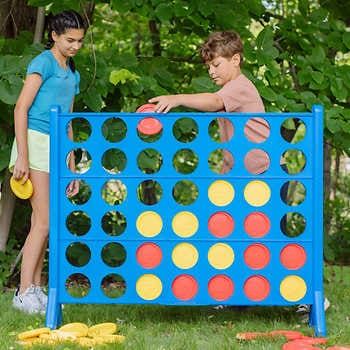 Connect 4 Giant Edition | Costco Giant Garden Games, Giant Yard Games, Outside Games, 4 In A Row, Fun Outdoor Games, Mad Hatter Party, Giant Games, Line Game, Garden Games