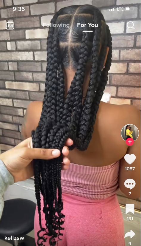 Twist With Straight Braiding Hair, 6 Box Braids Hairstyles, Knotless Jumbo Braids, Nice Braids Hairstyles, Extra Large Knotless Box Braids, Large Braids, Thick Box Braids, Big Box Braids, Big Box Braids Hairstyles