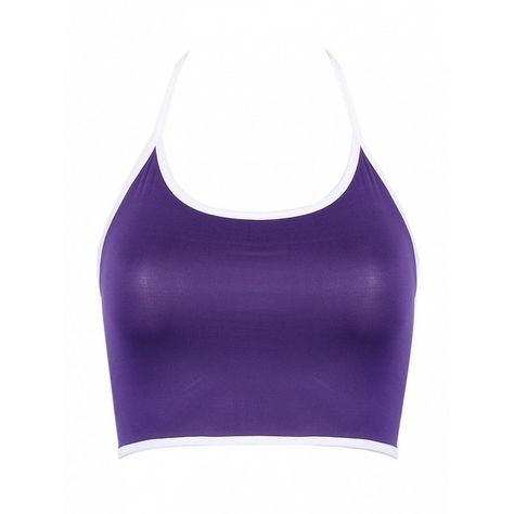 Choies Dark Purple Halter Tight Crop Tank Top (325 TWD) ❤ liked on Polyvore featuring purple Dark Purple Crop Top, Purple Top Outfit, Dark Purple Top, Starfire Cosplay, Purple Halter Top, Disney Princess Inspired Outfits, Cheer Tops, Princess Inspired Outfits, Halter Shirt