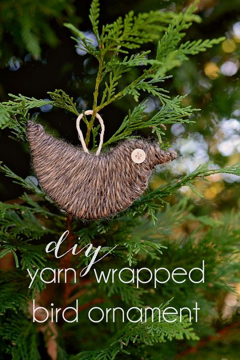 Yarn Wrapped Bird Ornament | DIY Tutorial Yarn Wrapped Ornaments, Homemade Ornament Ideas, Bird Ornaments Diy, Yarn Ornaments, Homemade Ornament, Yule Celebration, Yarns Ornaments, Bird Christmas Ornaments, Diy Ornament