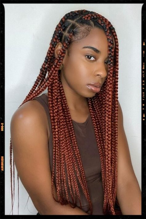 Caramel Medium Knotless Braids Two Tone Black Hair, Best Braid Colour Combination, Braids Brown And Black, Two Tone Knotless Braids, Brown And Black Mixed Braids, Braid Color Combos For Dark Skin, Black And Brown Box Braids Mixed, Mixed Color Box Braids, Black Hair Styles Braids