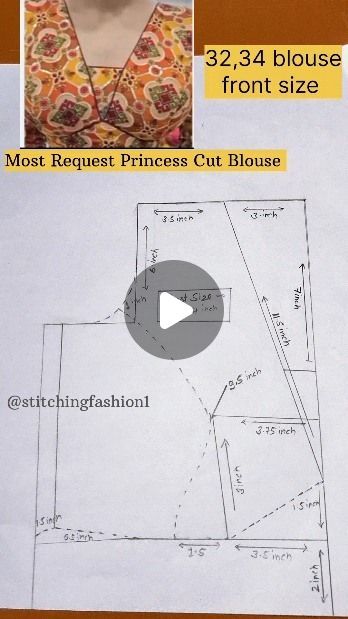 Saree Blouse Drafting Patterns, Princess Cut Blouse Designs Latest, Princess Blouse Designs, Princess Blouse, Princess Cut Blouse Design, Tailoring Classes, Blouse Tutorial, Princess Cut Blouse, Pattern Drafting Tutorials