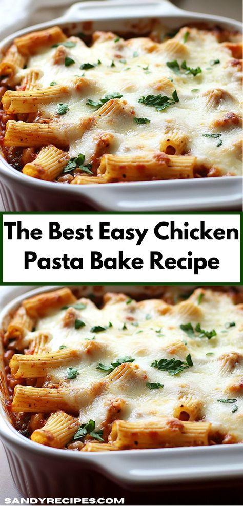 Looking for a delicious way to please your loved ones? This Easy Chicken Pasta Bake Recipe is a go-to for flavorful comfort food. Its straightforward preparation makes it a hit for any occasion. Chicken Pasta Casserole Recipes, Easy Chicken Pasta Casserole, Chicken Bacon Pasta Recipes, Chicken Marinara Pasta, Easy Chicken Pasta Bake, Pasta Bake Recipes, Baked Chicken Pasta Recipes, Pasta And Cheese, Bacon Pasta Recipes