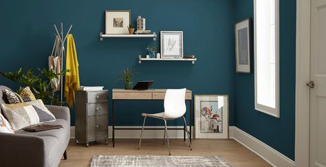 Modern Workspace Ideas and Inspiration Paint Colors | Behr Office Paint Colors, Behr Colors, Office Paint, Behr Paint Colors, Behr Paint, Contemporary Office, 背景 シンプル, Back To Nature, Paint Colors For Home