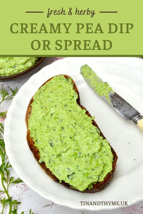 Green Pea Dip, Mashed Peas On Toast, Pea Dip Recipes, Savoury Cream Cheese Recipes, Pea Sandwich, Pea Puree Recipe, Pea Toast, Pea Cream, Pea Sauce