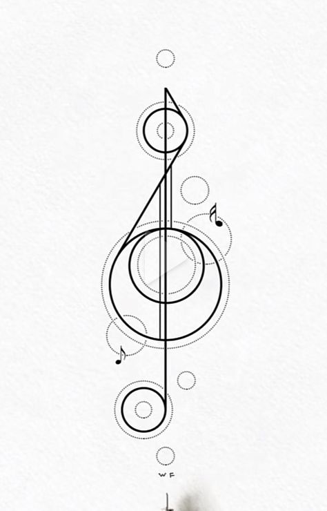 Masculine Music Tattoo, Abstract Music Tattoo, Writing Sigils, Kandinsky Tattoo, Treble Clef Art, Musician Tattoo, Yggdrasil Tattoo, Treble Clef Tattoo, Tattoo Mafia