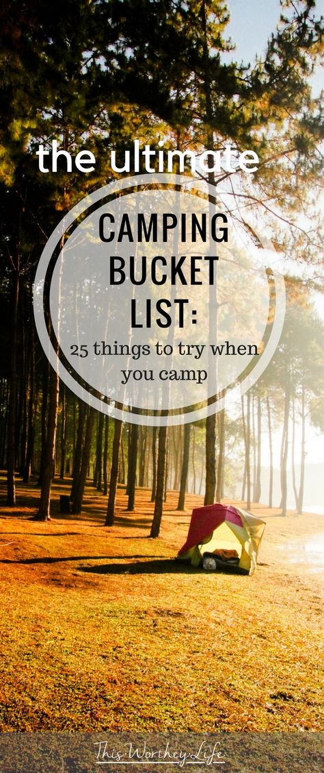 Camping Bucket List, Romantic Camping, Camping Bedarf, Camping Diy, Things To Try, Family Tent Camping, Camping List, Camping Places, List Of Activities