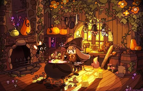 Idle Game, Witch Room, 동화 삽화, Halloween Artwork, Picture Books Illustration, 3d Modelle, Witch House, Amazing Drawings, Witch Art